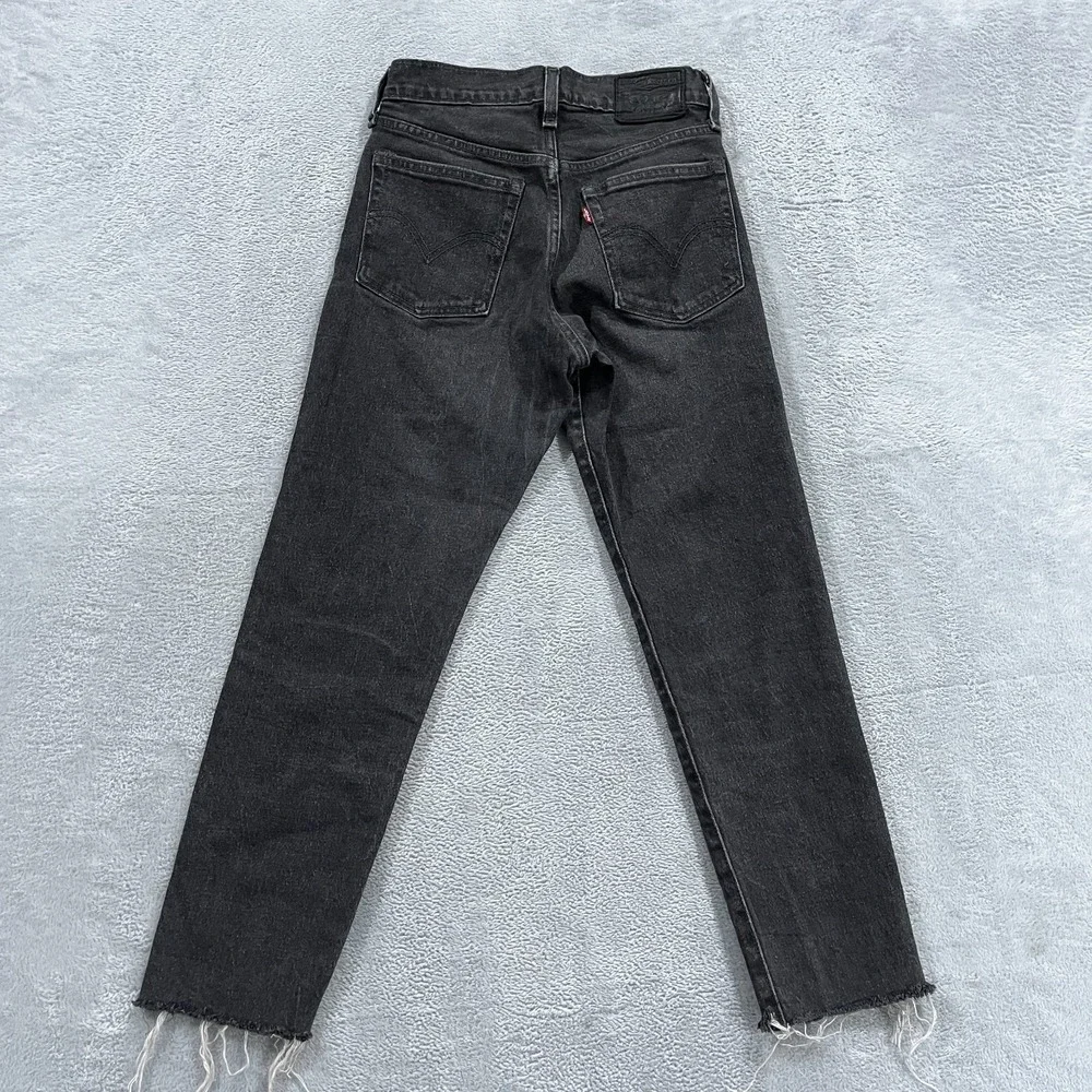 Levis Premium Jeans Women 24 Button Fly Raw Hem Ankle Grunge Goth Y2K Streetwear